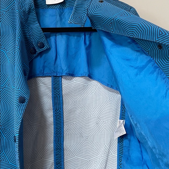 Akris Punto Azure Geometric Sunshade Print Cotton retro style mock neck Jacket - Picture 12 of 17